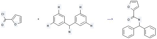 Aminodiphenylmethane is used to produce furan-2-carboxylic acid benzhydrylamide by reaction with furan-2-carbonyl chloride.